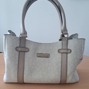 Calvin Klein Beige and Brown Shoulder Bag